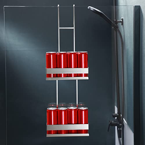 YIGII Estantería Ducha Colgar - Cesta Ducha Colgar Baño de Colgante acero inoxidable Organizador Estante ducha de 2 Niveles para Colgar en Puerta de Ducha sin Taladro