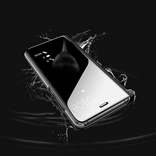 YIKLA Funda para Xiaomi Redmi Note 10 Pro, Flip Smart Clear View Standing Case Cover, Moda Espejo Estuche Movil con Soporte Plegable, Negro