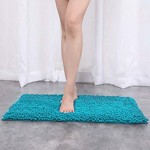 YIQI Alfombra de baño de Felpa de Microfibra de Chenilla, Suave y acogedora, Agua súper Absorbente, Antideslizante, Gruesa para Dormitorio de baño (60x40 cm, Lago Azul)