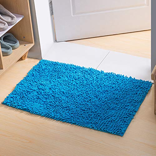 YIQI Alfombra de baño de Felpa de Microfibra de Chenilla, Suave y acogedora, Agua súper Absorbente, Antideslizante, Gruesa para Dormitorio de baño (60x40 cm, Lago Azul)