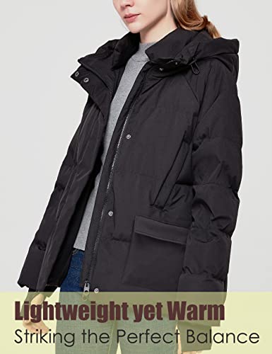 YISEVEN Chaqueta ligera impermeable con capucha para mujer, con capucha, longitud a la rodilla, con forro acolchado hinchable, cálido para invierno frío, viajes, ideal para regalo, talla XL Negro