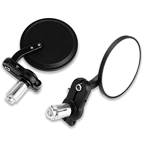 Yizhet 7/8" 22mm Moto Manillar Espejo, Redonda Espejos Trasero Plegable Retrovisores Motocicleta, Universal Espejos Reflectores Flexibles Accesorios para Motocicleta Bicicleta Eléctrico Roller(2 Pack)