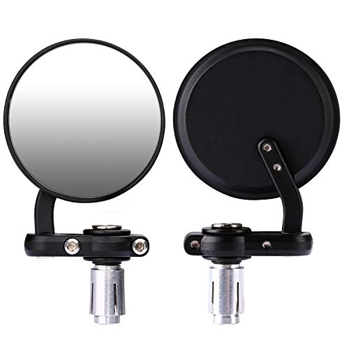 Yizhet 7/8" 22mm Moto Manillar Espejo, Redonda Espejos Trasero Plegable Retrovisores Motocicleta, Universal Espejos Reflectores Flexibles Accesorios para Motocicleta Bicicleta Eléctrico Roller(2 Pack)