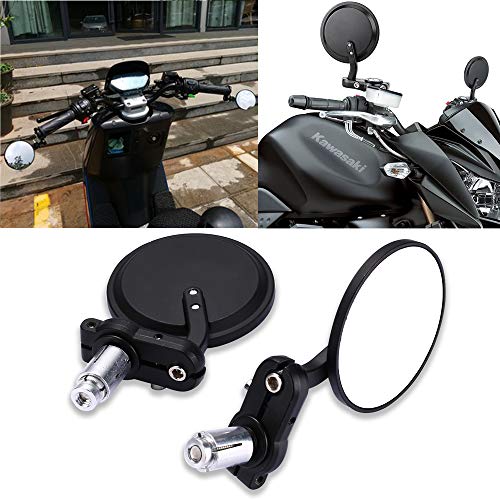 Yizhet 7/8" 22mm Moto Manillar Espejo, Redonda Espejos Trasero Plegable Retrovisores Motocicleta, Universal Espejos Reflectores Flexibles Accesorios para Motocicleta Bicicleta Eléctrico Roller(2 Pack)