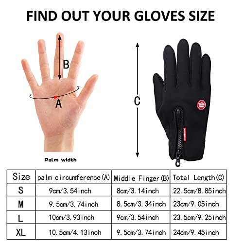 Yizhet Guantes Térmicos Delgados Mujer Guante de Ciclismo Unisexo Guantes Pantalla Táctil Antideslizante Guantes para Conducir Motocicletas Bicicleta MTB Montaña Senderismo Equitación Invierno (M)