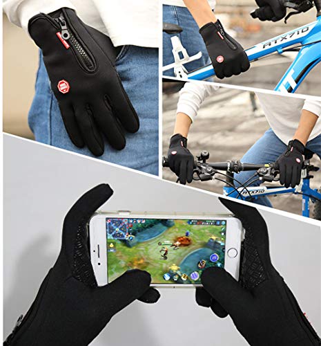 Yizhet Guantes Térmicos Delgados Mujer Guante de Ciclismo Unisexo Guantes Pantalla Táctil Antideslizante Guantes para Conducir Motocicletas Bicicleta MTB Montaña Senderismo Equitación Invierno (M)