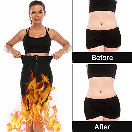 YMIFEEY Pantalones Sauna Mujer Corto Pantalón de Sudoración Cintura Alta Nanotecnología Leggins Reductores Adelgazantes Pantalon Mallas Fitness Push Up para Deporte Running Yoga, L/XL