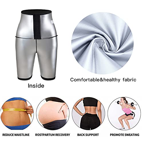 YMIFEEY Pantalones Sauna Mujer Corto Pantalón de Sudoración Cintura Alta Nanotecnología Leggins Reductores Adelgazantes Pantalon Mallas Fitness Push Up para Deporte Running Yoga, L/XL