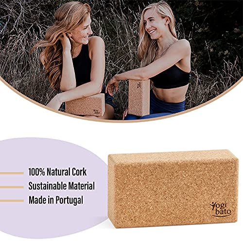 Yogibato Bloque Yoga de Corcho con E-Book en inglés con ejercicios │ 1pc │ Block de corcho natural para Pilates y ejercicios Fitness – Bloque hecho de corcho 100% natural