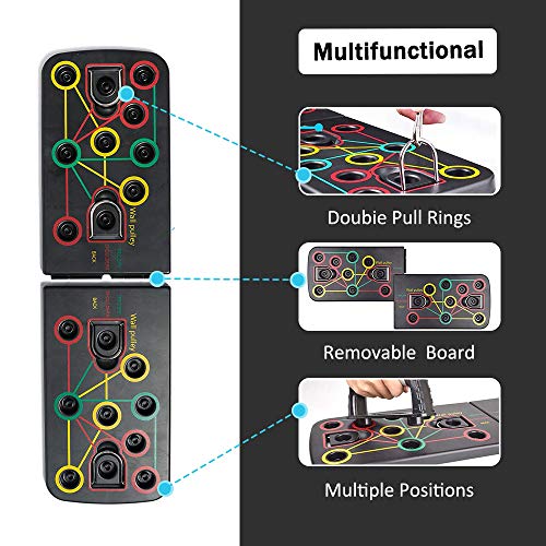 Yoophane Tabla de Flexiones, 13 en 1 Push Up Board con Bandas de Resistencia, Ejercicio Soportes para Flexiones en Casa Multifuncional, Entrenamiento de la Fuerza para Hombres y Mujeres