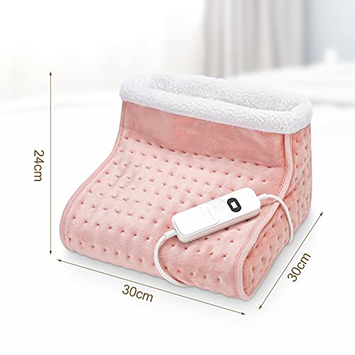 Yorbay Calentador de pies eléctrico de 30x30x24 cm, con apagado automático, protección contra sobrecalentamiento y temporizador, 3 niveles de temperatura, forro interior lavable, color rosa