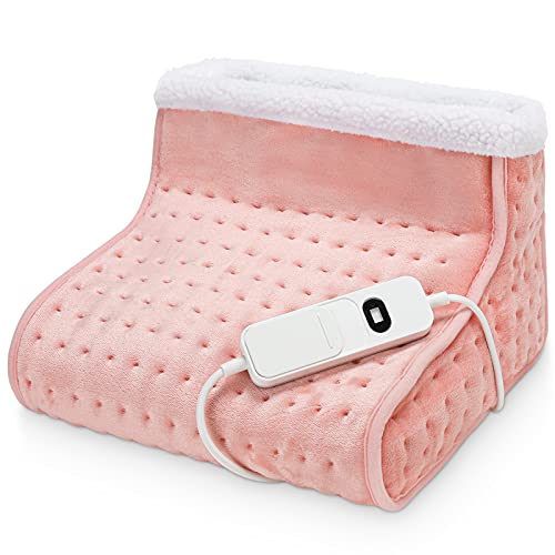 Yorbay Calentador de pies eléctrico de 30x30x24 cm, con apagado automático, protección contra sobrecalentamiento y temporizador, 3 niveles de temperatura, forro interior lavable, color rosa