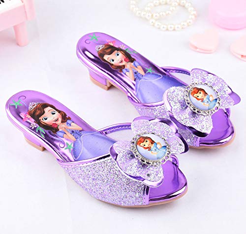 YOSICIL Disfraz Infantil Juego de Zapatos de Princesa Elsa Frozen Deluxe Zapatillas de Princesa Sofía con Tacon Alto Sandalias de Princesa para niñas