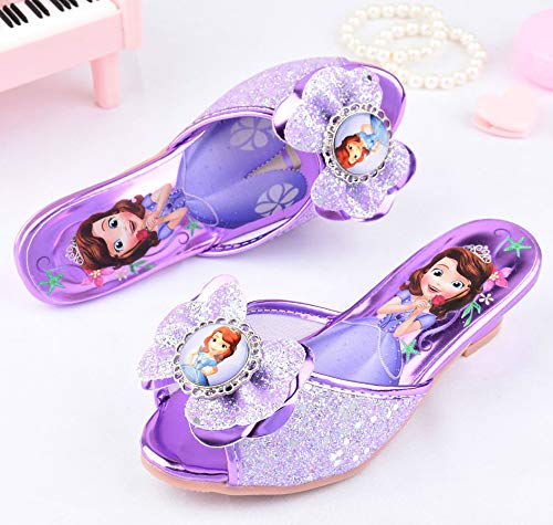 YOSICIL Disfraz Infantil Juego de Zapatos de Princesa Elsa Frozen Deluxe Zapatillas de Princesa Sofía con Tacon Alto Sandalias de Princesa para niñas