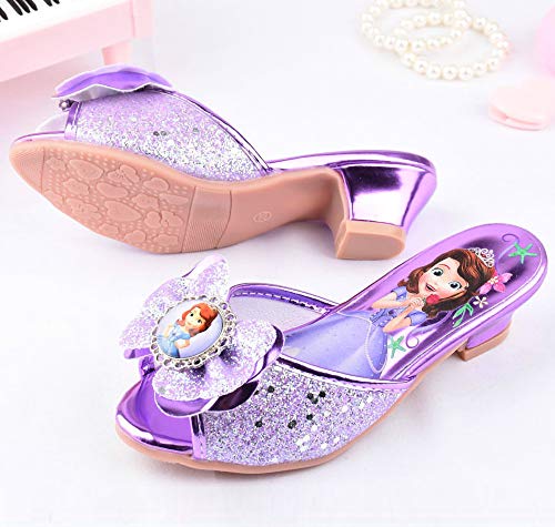 YOSICIL Disfraz Infantil Juego de Zapatos de Princesa Elsa Frozen Deluxe Zapatillas de Princesa Sofía con Tacon Alto Sandalias de Princesa para niñas