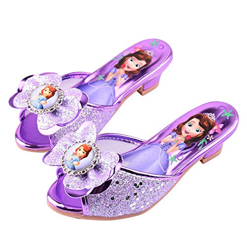 YOSICIL Disfraz Infantil Juego de Zapatos de Princesa Elsa Frozen Deluxe Zapatillas de Princesa Sofía con Tacon Alto Sandalias de Princesa para niñas