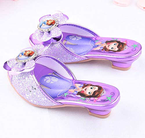 YOSICIL Disfraz Infantil Juego de Zapatos de Princesa Elsa Frozen Deluxe Zapatillas de Princesa Sofía con Tacon Alto Sandalias de Princesa para niñas