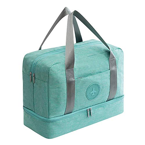 Young & Ming Impermeable Bolsa de Deporte con Compartimento para Zapatos Bolsa de Gimnasio Grande Bolsa de Viaje Bolsa Fin de Semana para Hombre/Mujer, 20L-Azul Claro