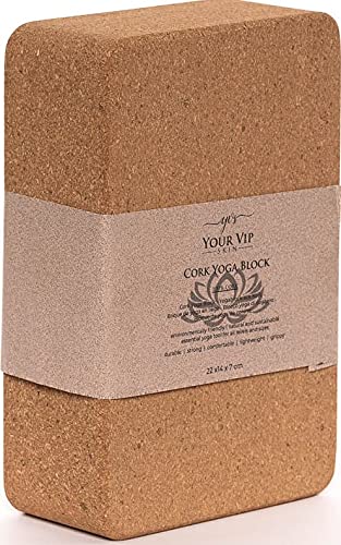 YOUR VIP SKIN - Bloque Yoga Corcho - Ladrillo de Yoga con Corcho Ecológico Natural Sostenible - Taco Yoga,Pilates, Fitness - Yoga Block Cork