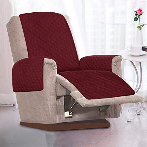 Your's Bath Funda para Sillón Reclinable Acolchado 1 Funda para Sillón Universal Funda Cubre Sofá Malu Relax Protector para Sofás Acolchado Reversible (Rojo)