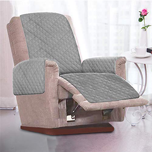 Your's Bath Funda para Sillón Reclinable Acolchado 1 Funda para Sillón Universal Funda Cubre Sofá Malu Relax Protector para Sofás Acolchado Reversible (Gris)