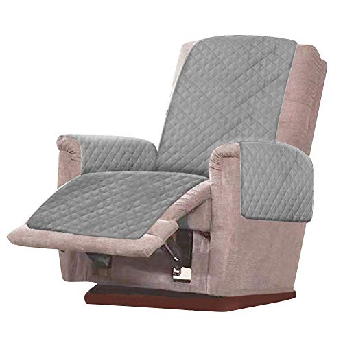 Your's Bath Funda para Sillón Reclinable Acolchado 1 Funda para Sillón Universal Funda Cubre Sofá Malu Relax Protector para Sofás Acolchado Reversible (Gris)