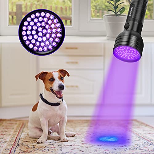 YOUTHINK Linterna UV 51 LED, Linterna Luz Ultravioleta 395nm Luz Negra para Detectar Orina de Mascotas en Alfombra, UV Flashlight Portátil para Caza Escorpión