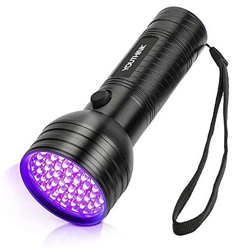 YOUTHINK Linterna UV 51 LED, Linterna Luz Ultravioleta 395nm Luz Negra para Detectar Orina de Mascotas en Alfombra, UV Flashlight Portátil para Caza Escorpión