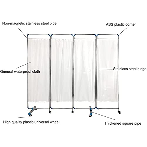 YUNZHIDUAN Pantalla de privacidad médica de 3 Paneles con Ruedas, partición Plegable extraíble, Divisor de habitación de Panel Plegable móvil de Acero Inoxidable Utilizado en la clínica
