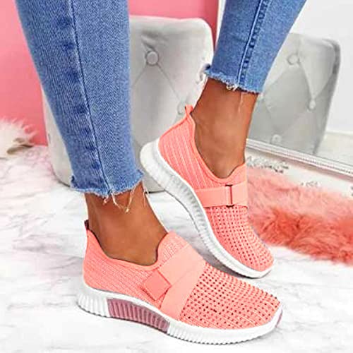 Yunzhieu Zapatos de mujer sin cordones con suela ortopédica para mujer, zapatillas de deporte de plataforma para mujer, zapatos para caminar, casual