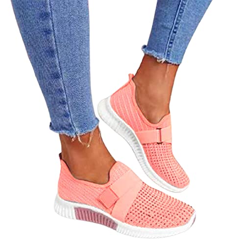 Yunzhieu Zapatos de mujer sin cordones con suela ortopédica para mujer, zapatillas de deporte de plataforma para mujer, zapatos para caminar, casual