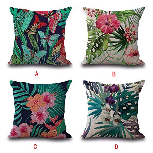 YWLINK 1PC Plaza Flor De éPoca Hojas Tropicales Cintura Throw Pillow Case CojíN Home Deco 45cm X 45cm Regalo para Mamá