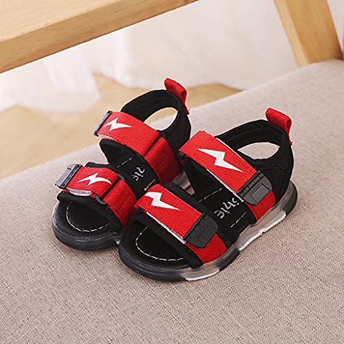 YWLINK Antideslizante Verano Fondo Blando CóModo El Comercio Exterior De NiñOs LED Luz Deportes Playa Zapatos Sandalias Luz Zapatos Rojo, Negro, Gris 21-30 Regalo