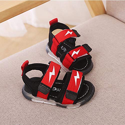 YWLINK Antideslizante Verano Fondo Blando CóModo El Comercio Exterior De NiñOs LED Luz Deportes Playa Zapatos Sandalias Luz Zapatos Rojo, Negro, Gris 21-30 Regalo