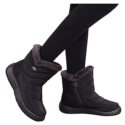 YWLINK Botas De Nieve Mujer Botines De Invierno Forradas Con Pelo Botas De Nieve Antideslizante Zapatos Outdoor Ligero Formal Calzado Que Caminan Botas De Algodon Botas De Felpa (Negro, 37)