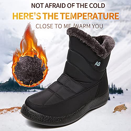 YWLINK Botas De Nieve Mujer Botines De Invierno Forradas Con Pelo Botas De Nieve Antideslizante Zapatos Outdoor Ligero Formal Calzado Que Caminan Botas De Algodon Botas De Felpa (Negro, 37)