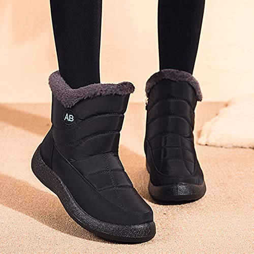 YWLINK Botas De Nieve Mujer Botines De Invierno Forradas Con Pelo Botas De Nieve Antideslizante Zapatos Outdoor Ligero Formal Calzado Que Caminan Botas De Algodon Botas De Felpa (Negro, 37)