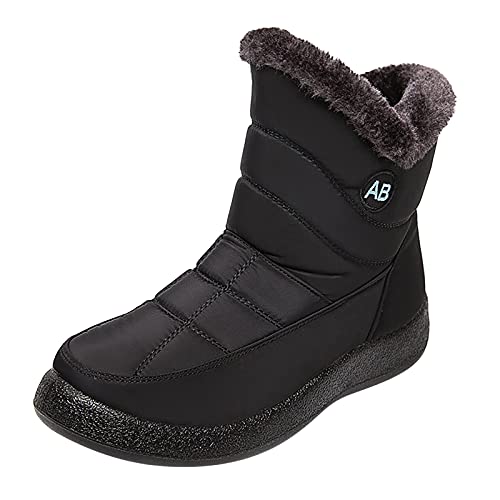 YWLINK Botas De Nieve Mujer Botines De Invierno Forradas Con Pelo Botas De Nieve Antideslizante Zapatos Outdoor Ligero Formal Calzado Que Caminan Botas De Algodon Botas De Felpa (Negro, 37)