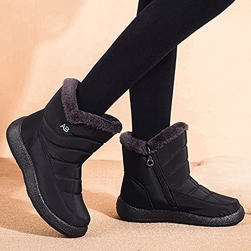 YWLINK Botas De Nieve Mujer Botines De Invierno Forradas Con Pelo Botas De Nieve Antideslizante Zapatos Outdoor Ligero Formal Calzado Que Caminan Botas De Algodon Botas De Felpa (Negro, 37)