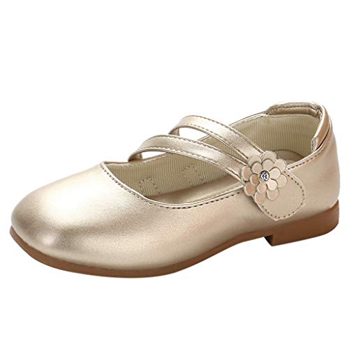 YWLINK Zapatos para NiñOs,NiñAs De Los NiñOs Flores Dulces Zapatos PequeñOs Zapatos De Princesa Zapatos Solos Zapatos Frescos Zapatos De Princesa Zapatos De Baile(Oro,27EU)