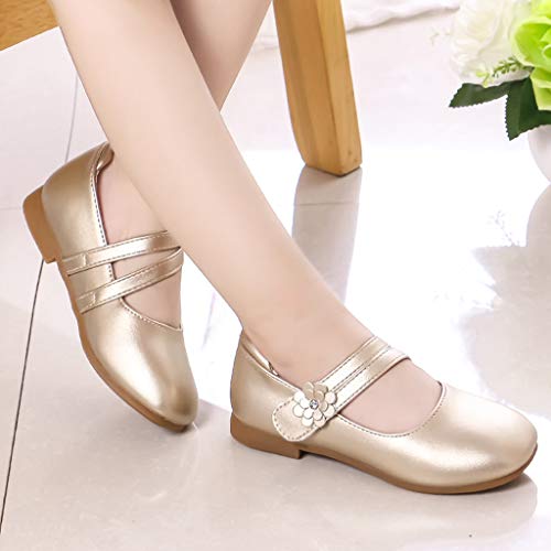 YWLINK Zapatos para NiñOs,NiñAs De Los NiñOs Flores Dulces Zapatos PequeñOs Zapatos De Princesa Zapatos Solos Zapatos Frescos Zapatos De Princesa Zapatos De Baile(Oro,27EU)