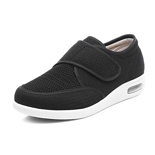 YXACETX Cierre Ajustable Ancianos Pies De Tirón para Edema Artritis Inflamación Unisex Zapatos Viejos People Regalos Cojín Diabética Transpirable Zapatillas Entrenadores Aire Ligeros Black-39