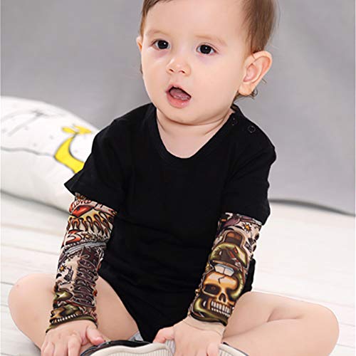 Yyyuluo Camiseta Manga del Tatuaje - Niños Manga Larga Tops Malla Tatuajes Estampado Ropa Bebé Camiseta Niños Cuello Redondo Top Traje Informal Hip Hop Negro 2-3 Años