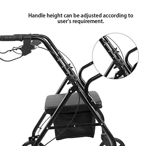 Z-DYQ Marco para Caminar, Plegado de Cuatro Ruedas Rollator Ligero Ajustable Soporte cómodo Walker con Asiento Acolchado para Personas con discapacidad, Ahorro de Espacio