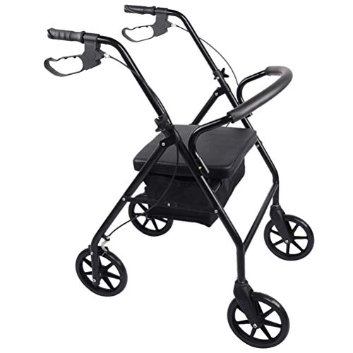 Z-DYQ Marco para Caminar, Plegado de Cuatro Ruedas Rollator Ligero Ajustable Soporte cómodo Walker con Asiento Acolchado para Personas con discapacidad, Ahorro de Espacio