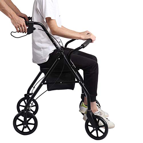 Z-DYQ Marco para Caminar, Plegado de Cuatro Ruedas Rollator Ligero Ajustable Soporte cómodo Walker con Asiento Acolchado para Personas con discapacidad, Ahorro de Espacio