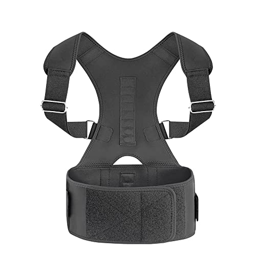 Zagon Corrector de espalda-corrector de postura-discreto para hombre y mujer-faja lumbar para trabajar-totalmente ajustable-corrector para reducir el dolor de espalda (negro) (S/M)