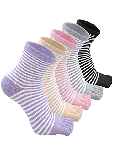 ZAKASA Calcetines para mujer con cinco dedos en los dedos de los pies, calcetines de algodón con mini calcetines