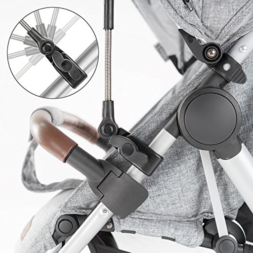 Zamboo - Sombrilla Carrito bebe Universal / Parasol Silla de Paseo flexible con soporte para tubos redondos y ovalados, Protección UV50+, diámetro 73 cm - Gris