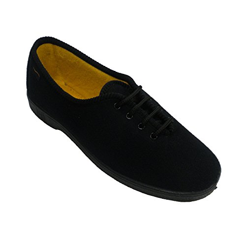 Zapatilla Cordones Mujer Persona Mayor Doctor Cutillas en Negro Talla 38